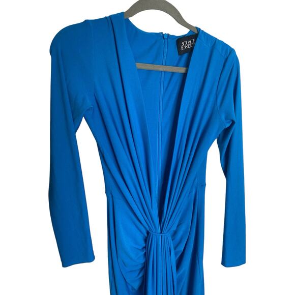 Solace London Lorena Midi Dress Ruched Knotted Draped Long Sleeve Azure Size 2 - Picture 6 of 12